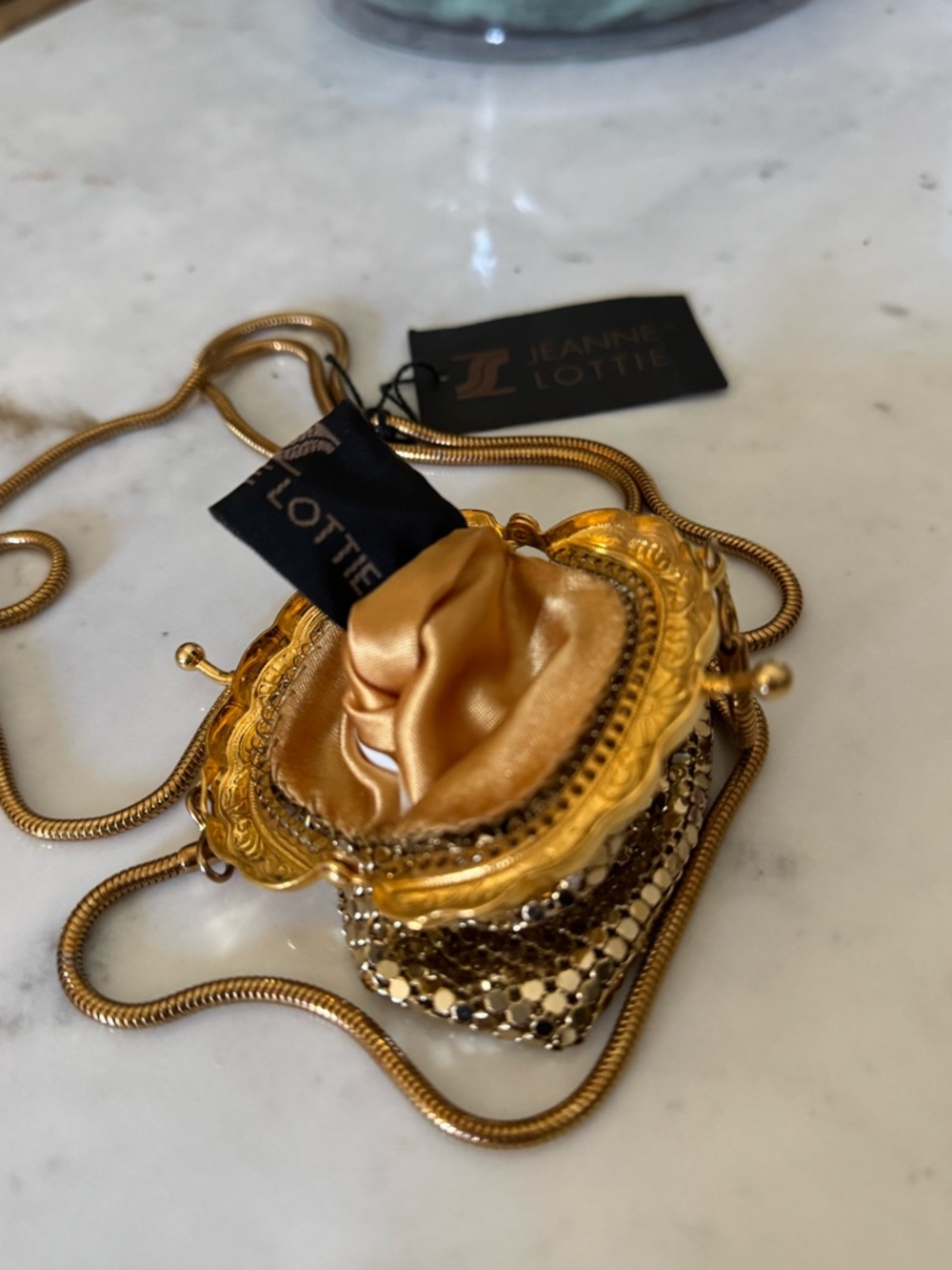 Jeanne Lottie Gold Sequin Mini Pouch Crossbody Bag - Picture 5 of 8